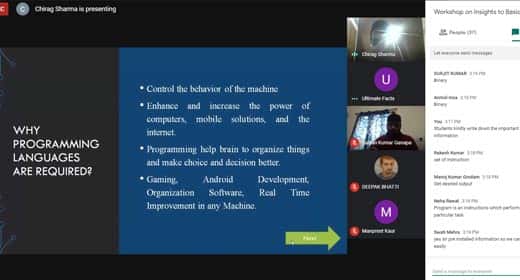 WORKSHOP ON INSIGHTS TO BASIC PROGRAMMING LANGUAGES